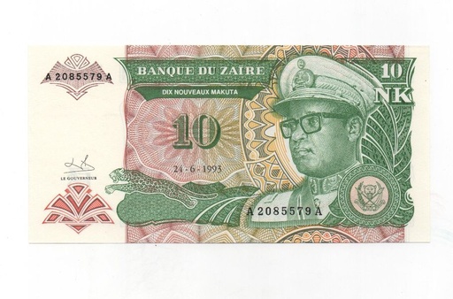 ZAIRE DEL AÑO 1993 DE 10 N.M.