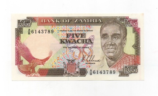 ZAMBIA DEL AÑO 1961-91 DE 5 KWACHA
