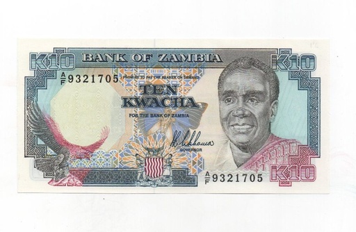 ZAMBIA DEL AÑO 1964-91 DE 10 KIWACHA