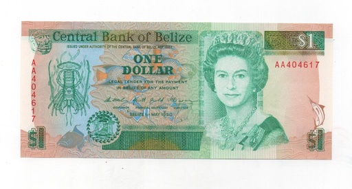 BELIZE DEL AÑO 1990 DE 1 DOLAR