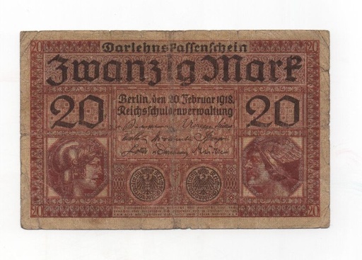 ALEMANIA DEL AÑO 1918 DE 20 MARCOS