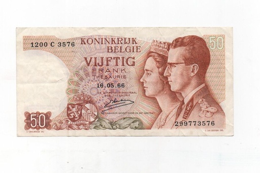 BELGICA DEL AÑO 1966 DE 50 FRANCOS
