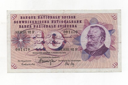 SUIZA DEL AÑO 1974 DE 10 FRANCOS