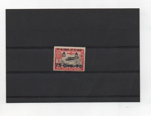 ESPAÑA DEL AÑO 1927 Nº 390 SUELTO ANIV. JURA CONSTITUCIÓN POR ALFONSO XIII HABILITADO AEREO **