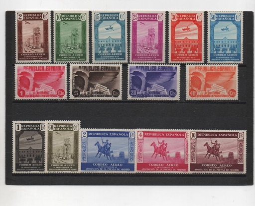 ESPAÑA DEL AÑO 1936 Nº 711/725 XL ANIV. ASOCIACION DE LA PRENSA AEREOS **