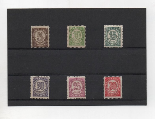 ESPAÑA DEL AÑO 1938 Nº 745/750 CIFRAS (PAPEL BLANCO) **