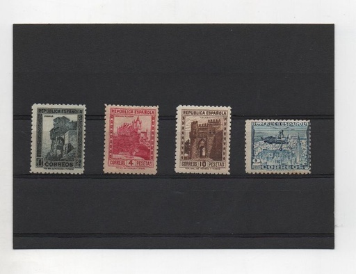 ESPAÑA DEL AÑO 1938 Nº 770/772 MONUMENTOS Y AUTOGIRO (VALOR 2 PTS SOMBRAS DE OXIDO) **