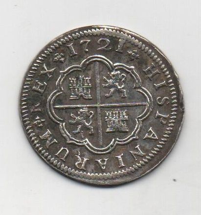 ESPAÑA FELIPE V DEL AÑO 1721 DE 2 REALES