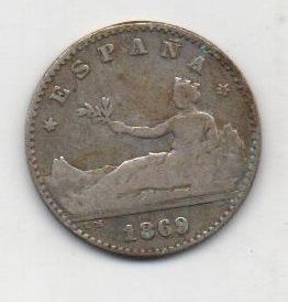 PROVISIONAL G. FROM THE YEAR 1869 (6*9) OF 0.50 CENTIMOS