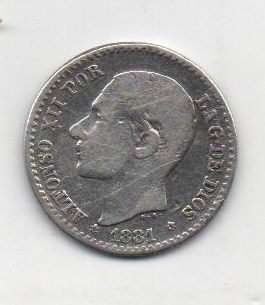SPAIN ALFONSO XII 1881 (8*1) 0.50 CENTIMOS