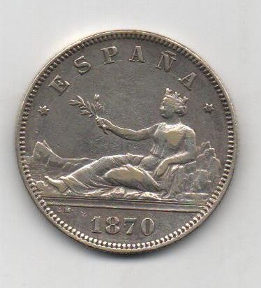 PROVISIONAL G. FROM THE YEAR 1870 (18*73) OF 2 PESETAS