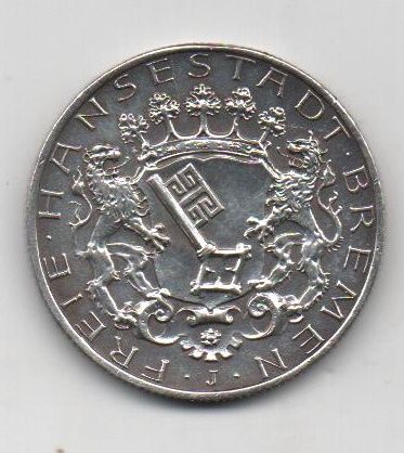 ALEMANIA DEL AÑO 1904 BREMEN LETRA J DE 2 MARCOS