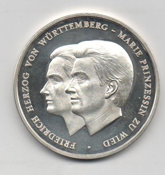 德国-银质奖章-FRIEDRICH HERZOG. MARIE PRINZESSIN 1993年