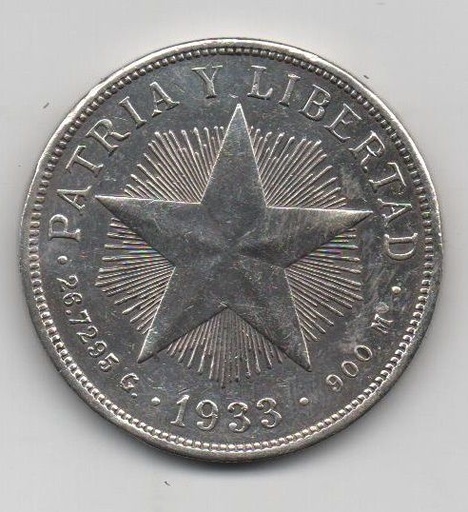 CUBA DEL AÑO 1933 DE 1 PESO