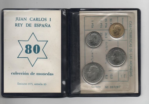 ESPAÑA CARTERA OFICIAL DE PESETAS J. CARLOS I DEL AÑO 1980