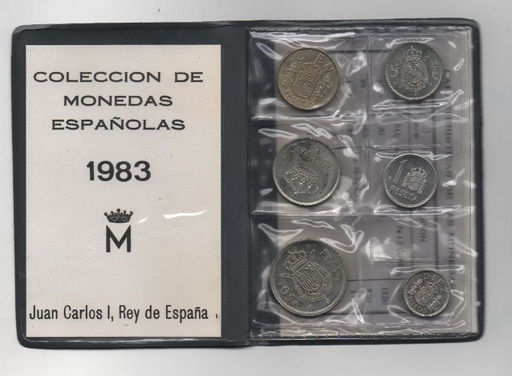 ESPAÑA CARTERA OFICIAL DE PESETAS J. CARLOS I DEL AÑO 1983