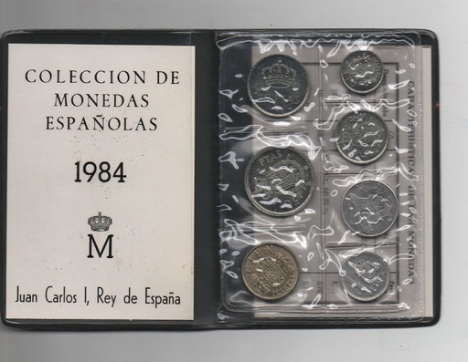ESPAÑA CARTERA OFICIAL DE PESETAS J. CARLOS I DEL AÑO 1984