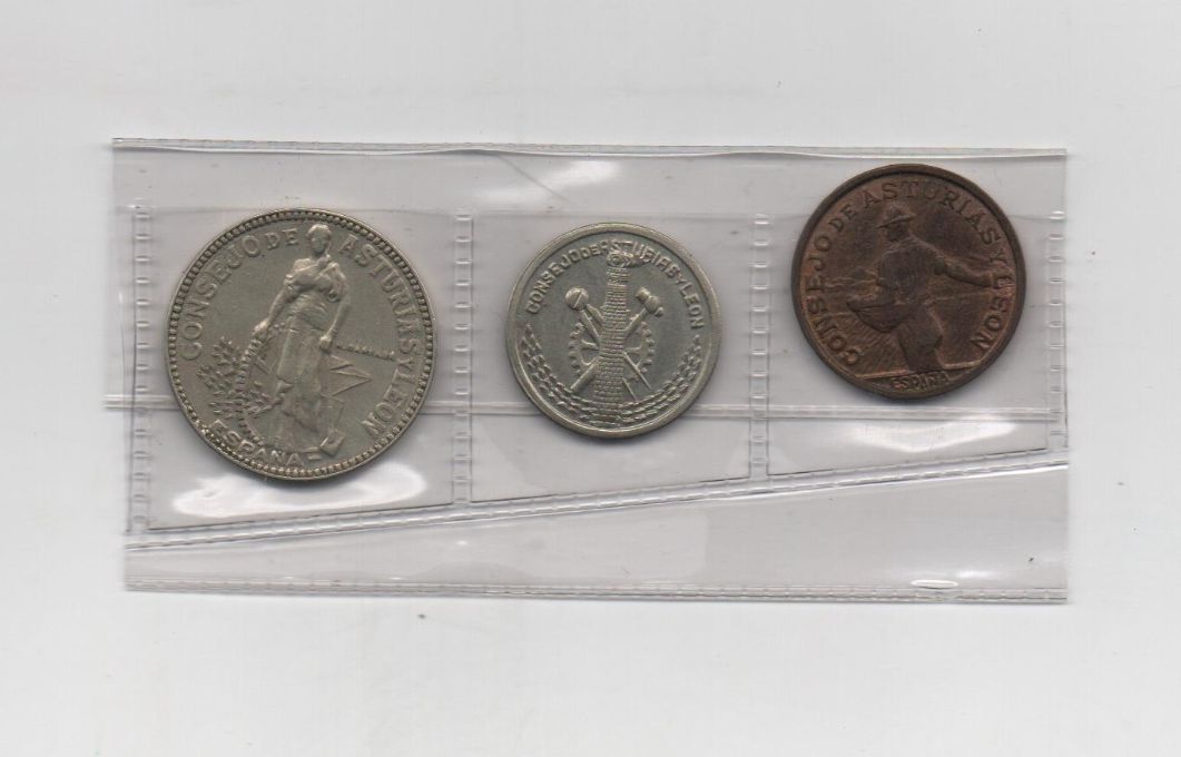 SPANIEN BÜRGERKRIEG RAT VON ASTURIEN UND LEÓN AUS DEM JAHR 1937 3 WERTE 0.50 CM, 1PTS, 2 PTS