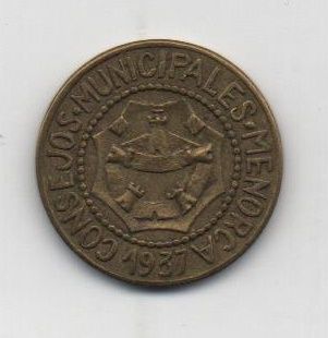 SPAIN SPANISH CIVIL WAR MINORCA COUNCIL 1957 1 PESETA