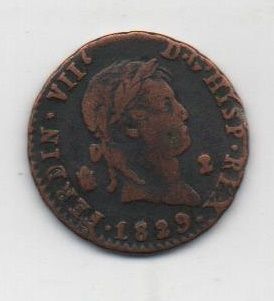 ESPAÑA FERNANDO VII DEL AÑO 1828 DE 2 MARAVEDIES CECA SEGOVIA