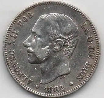 ALFONSO XII DEL AÑO 1882 *82 DE 2 PESETAS