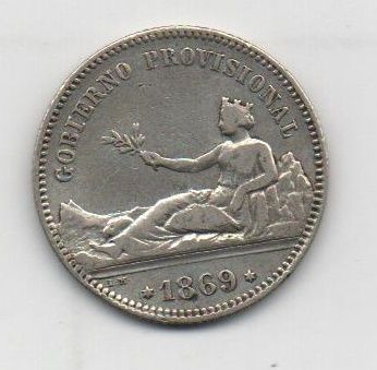PROVISIONAL G. FROM THE YEAR 1869 SNM OF 1 PESETA
