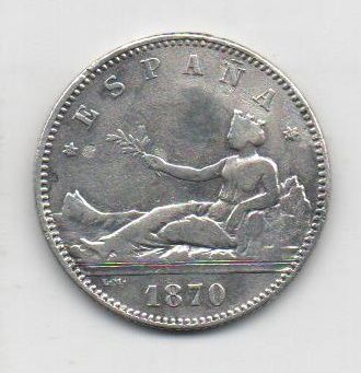 G. PROVISIONAL DE L'ANY 1870 DE 1 PESSETA