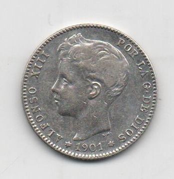 ALFONSO XIII DEL AÑO 1901 *01 DE 1 PESETA