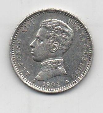 ALFONSO XIII DEL AÑO 1904 *04 DE 1 PESETA