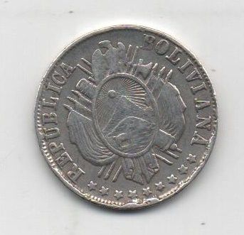 BOLIBIA DEL AÑO 1877 DE 20 CENTAVOS