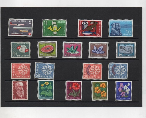 AÑO COMPLETO SELLOS SUIZA DE 1959
