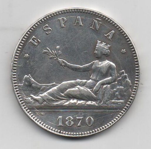 G. PROVISIONAL DE L'ANY 1870 DE 5 PESSETES
