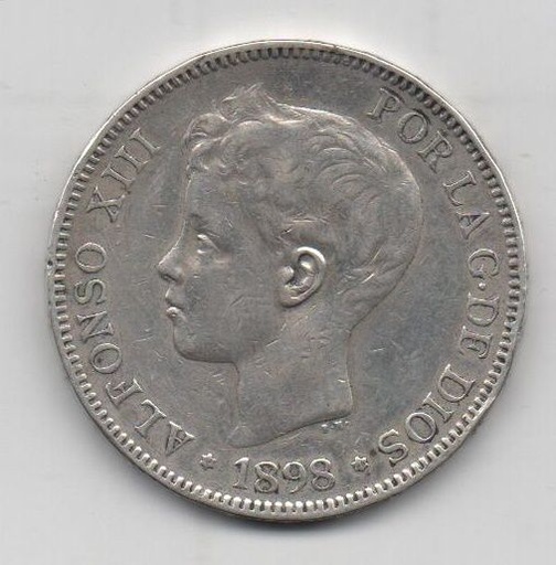 ALFONSO XIII DEL AÑO 1898 *98 DE 5 PESETAS