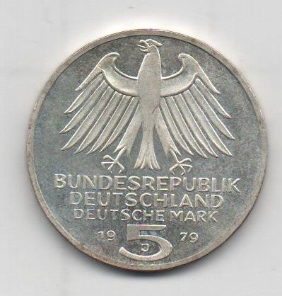 ALEMANIA DEL AÑO 1979 LETRA J DE 5 MARCOS