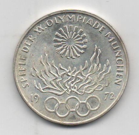 ALEMANIA FEDERAL DEL AÑO 1972 LETRA G AROS OLIMPICOS DE 10 MARCOS