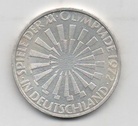 ALEMANIA FEDERAL DEL AÑO 1972 LETRA J DE DIEZ MARCOS CIRCULO+RAYAS