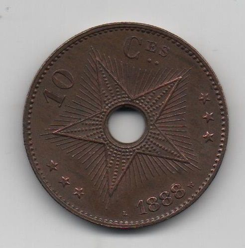 CONGO DEL AÑO 1888 DE 10 CENTIMOS