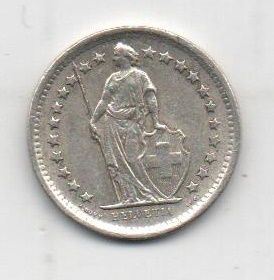 SUIZA DEL AÑO 1965 DE 1/2 FRANCO