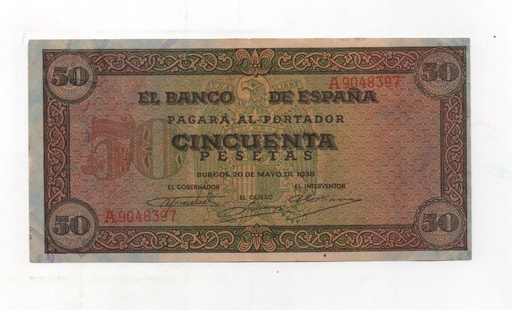 ESTADO ESPAÑOL AÑO 1938 (20/05) DE 50 PTS