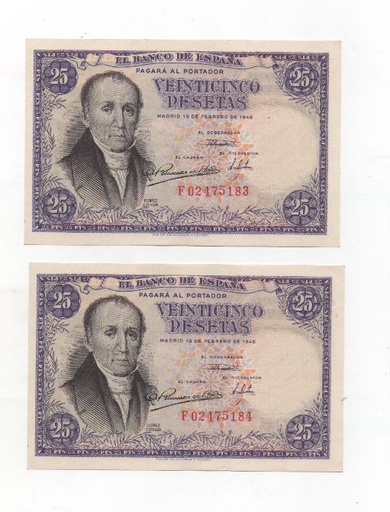 ESTADO ESPAÑOL AÑO 1946 (19/02) DE 25 PTS