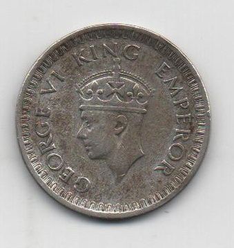 INDIA DEL AÑO 1943 DE 1/2 RUPIA