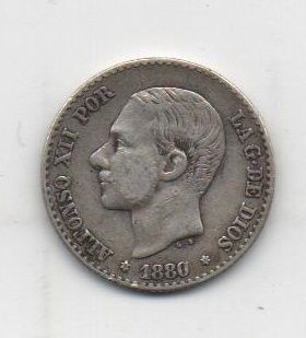SPAIN ALFONSO XII 1880 *0 0.50 CENTIMOS
