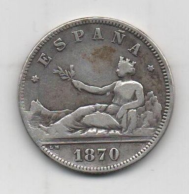 PROVISIONAL G. FROM THE YEAR 1870 *73 OF 2 PESETAS
