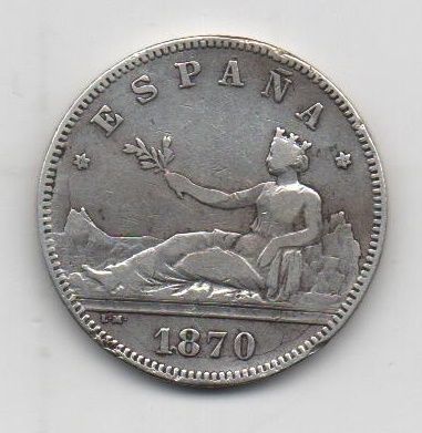 G. PROVISIONAL DEL AÑO 1870 *74 DE 2 PESETAS