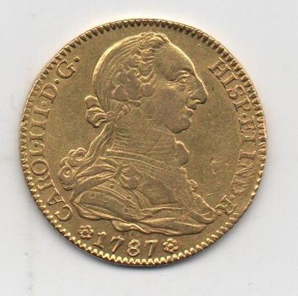 ESPAÑA CARLOS III DEL AÑO 1787 DE 4 ESCUDOS
