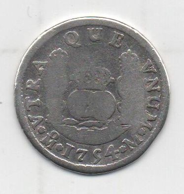 ESPAÑA FERNANDO VI DEL AÑO 1754 DE 2 REALES