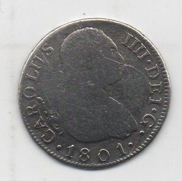 ESPAÑA CARLOS IV DEL AÑO 1801 DE 2 REALES