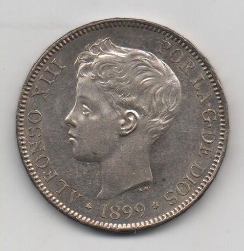 ALFONSO XIII DEL AÑO 1899 *99 DE 5 PESETAS