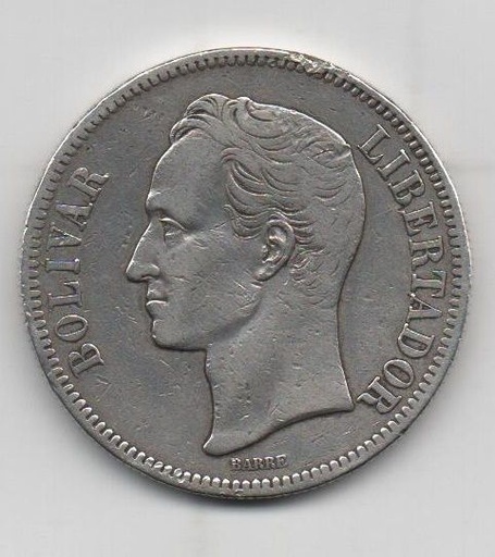 VENEZUELA DEL AÑO 1903 DE 5 BOLIVARES