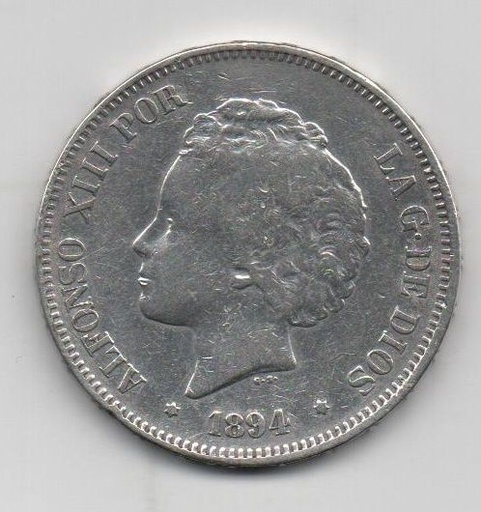 ALFONSO XIII DEL AÑO 1894 DE 5 PESETAS